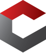 A red and grey cube with the letter c in it.